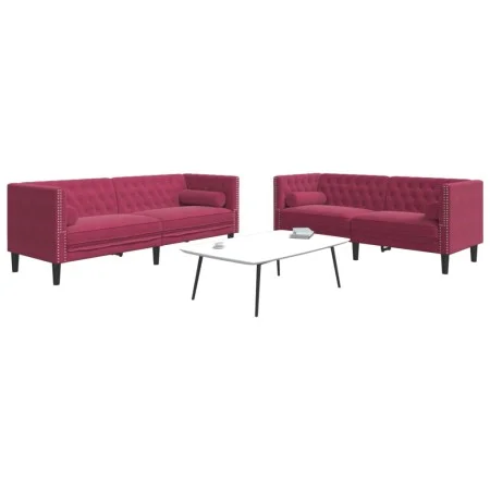 Chesterfield-Sofas mit 2-teiligen Kissen aus dunkelrotem Samt. von , Sofas - Ref: Foro24-3209295, Preis: 628,29 €, Rabatt: %