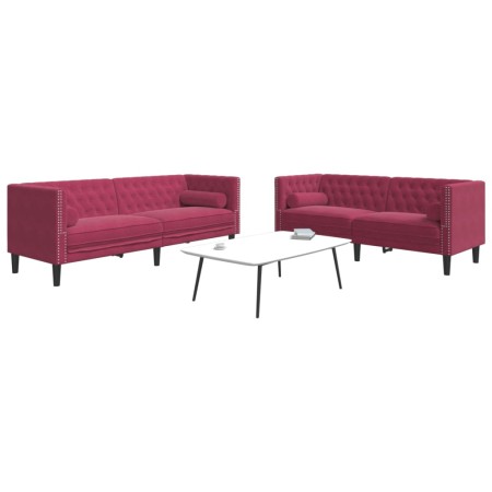 Set sofás Chesterfield con cojines 2 pzas terciopelo rojo tinto by , Sofas - Ref: Foro24-3209295, Price: 584,32 €, Discount: %