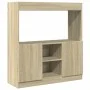 Aparador de madera de ingeniería roble Sonoma 92x33x100 cm de , Librerías y estanterías - Ref: Foro24-855126, Precio: 71,08 €...