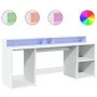 Schreibtisch mit LED-Licht, aus weißem Ingenieurholz, 200x55x91 cm. von , Schreibtische - Ref: Foro24-3309438, Preis: 186,95 ...