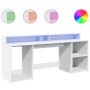 Schreibtisch mit LED-Licht, aus weißem Ingenieurholz, 200x55x91 cm. von , Schreibtische - Ref: Foro24-3309438, Preis: 191,81 ...