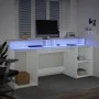 Schreibtisch mit LED-Licht, aus weißem Ingenieurholz, 200x55x91 cm. von , Schreibtische - Ref: Foro24-3309438, Preis: 186,95 ...