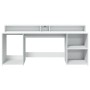 Escritorio con luz LED madera ingeniería blanco 200x55x91 cm by , Desks - Ref: Foro24-3309438, Price: 191,81 €, Discount: %