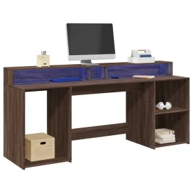 Schreibtisch mit LED-Beleuchtung, aus braunem Eichenholz, 200x55x91 cm. von , Schreibtische - Ref: Foro24-3309444, Preis: 189...