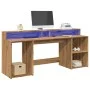Escritorio con LED madera ingeniería roble artisian 200x55x91cm by , Desks - Ref: Foro24-3309446, Price: 187,39 €, Discount: %