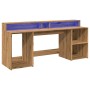 Escritorio con LED madera ingeniería roble artisian 200x55x91cm by , Desks - Ref: Foro24-3309446, Price: 190,66 €, Discount: %