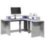 Escritorio con LED madera ingeniería gris hormigón 152x152x91cm de , Escritorios - Ref: Foro24-3309459, Precio: 179,26 €, Des...