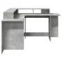 Escritorio con LED madera ingeniería gris hormigón 152x152x91cm de , Escritorios - Ref: Foro24-3309459, Precio: 179,26 €, Des...