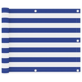Balkonmarkise aus weißem und blauem Oxford-Stoff, 75 x 500 cm von vidaXL, Sonnenschirme - Ref: Foro24-134914, Preis: 19,77 €,...