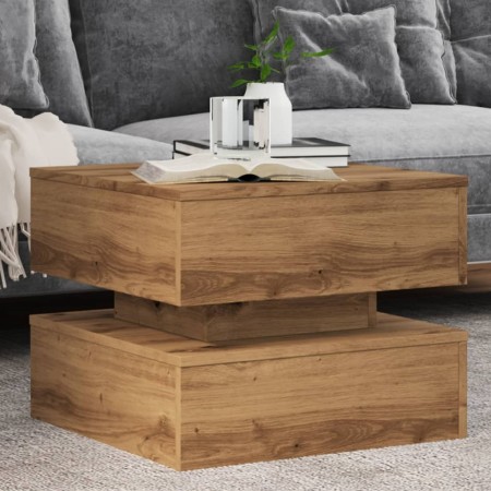 Mesa de centro con luces LED roble artisian 50x50x40 cm by , Coffee table - Ref: Foro24-857717, Price: 71,49 €, Discount: %