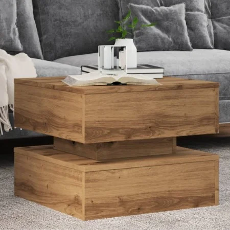 Mesa de centro con luces LED roble artisian 50x50x40 cm von , Couchtisch - Ref: Foro24-857717, Preis: 70,34 €, Rabatt: %