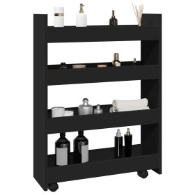 Carro de almacenaje estrecho 4 niveles madera ingeniería negro by , Kitchen and dining carts - Ref: Foro24-855260, Price: 62,...