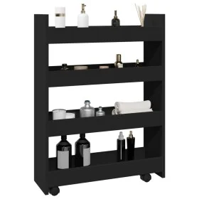 Carro de almacenaje estrecho 4 niveles madera ingeniería negro by , Kitchen and dining carts - Ref: Foro24-855260, Price: 61,...