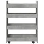 Carro de almacenaje estrecho 4 niveles madera gris hormigón de , Carros de cocina y comedor - Ref: Foro24-855262, Precio: 51,...