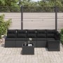 Conjunto de sofá de jardín con cojín 7 pcs Negro Poliratán