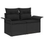 Conjunto de sofá de jardín con cojín 7 pcs Negro Poliratán