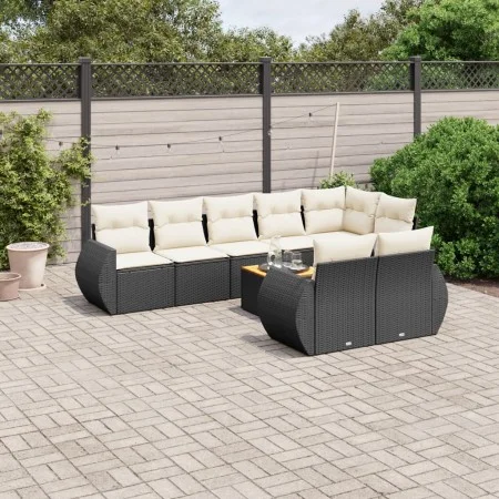 Set de sofás de jardín 8 piezas y cojines ratán sintético negro de , Conjuntos de jardín - Ref: Foro24-3257421, Precio: 599,1...