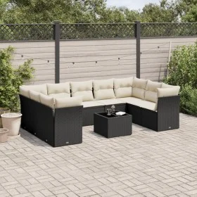 Gartensofagarnitur 10-teilig mit schwarzen Polstern aus synthetischem Rattan von , Gartensets - Ref: Foro24-3249975, Preis: 5...