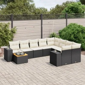 Set de sofás de jardín 10 pzas cojines ratán sintético negro de , Conjuntos de jardín - Ref: Foro24-3257939, Precio: 607,08 €...