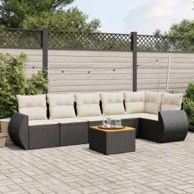 Set de comedor de jardín 7 pzas y cojines ratán sintético negro de , Conjuntos de jardín - Ref: Foro24-3257344, Precio: 427,0...