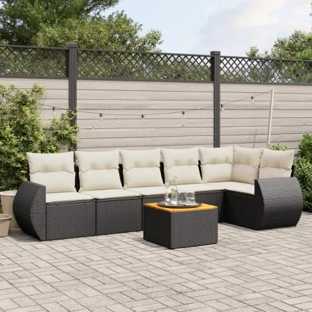 7-piece garden dining set with black synthetic rattan cushions by , Garden sets - Ref: Foro24-3257344, Price: 428,22 €, Disco...