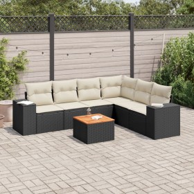 Set de comedor de jardín 7 pzas y cojines ratán sintético negro de , Conjuntos de jardín - Ref: Foro24-3257792, Precio: 429,7...