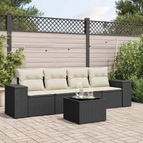 Gartenmöbel-Set 5-teilig mit schwarzen Polstern aus synthetischem Rattan von , Gartensets - Ref: Foro24-3254623, Preis: 324,4...