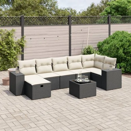 8-teiliges Gartensofa-Set mit schwarzen Polstern aus synthetischem Rattan. von , Gartensets - Ref: Foro24-3264462, Preis: 486...