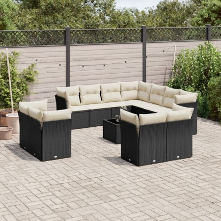 Set de sofás de jardín 12 piezas cojines ratán sintético negro by , Garden sets - Ref: Foro24-3250355, Price: 819,13 €, Disco...