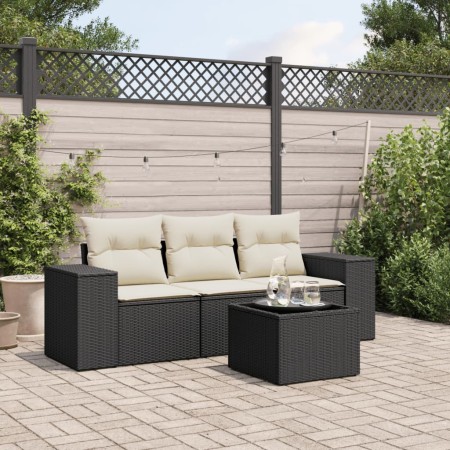 Gartensitzgruppe 4-teilig mit schwarzen Polstern aus synthetischem Rattan von , Gartensets - Ref: Foro24-3254603, Preis: 263,...