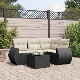 Gartenmöbel-Set, 5-teilig, mit schwarzen Polstern aus synthetischem Rattan von , Gartensets - Ref: Foro24-3253653, Preis: 349...