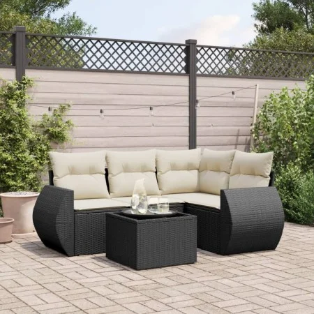 Gartenmöbel-Set, 5-teilig, mit schwarzen Polstern aus synthetischem Rattan von , Gartensets - Ref: Foro24-3253653, Preis: 349...