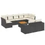 Set de sofás de jardín 10 pzas cojines ratán sintético negro by , Garden sets - Ref: Foro24-3257925, Price: 607,08 €, Discoun...