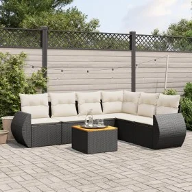 Set de comedor de jardín 7 pzas y cojines ratán sintético negro by , Garden sets - Ref: Foro24-3257351, Price: 428,22 €, Disc...