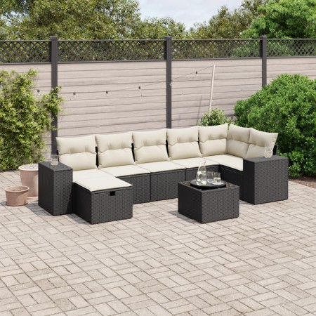 8-teiliges Gartensofa-Set und Kissen aus schwarzem Kunststoff-Rattan. von , Gartensets - Ref: Foro24-3264442, Preis: 446,89 €...
