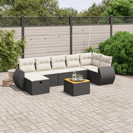 Set de sofás de jardín 8 piezas y cojines ratán sintético negro by , Garden sets - Ref: Foro24-3265067, Price: 479,08 €, Disc...