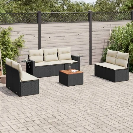 Set de sofás de jardín 8 piezas y cojines ratán sintético negro by , Garden sets - Ref: Foro24-3256847, Price: 446,41 €, Disc...