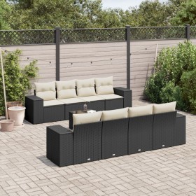 8-teiliges Gartensofa-Set und Kissen aus schwarzem Kunststoff-Rattan. von , Gartensets - Ref: Foro24-3254683, Preis: 569,87 €...