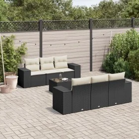 Set de comedor de jardín 7 pzas y cojines ratán sintético negro by , Garden sets - Ref: Foro24-3254643, Price: 490,23 €, Disc...