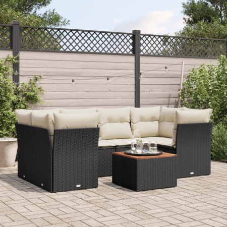 Set de comedor de jardín 7 pzas y cojines ratán sintético negro by , Garden sets - Ref: Foro24-3255825, Price: 441,15 €, Disc...