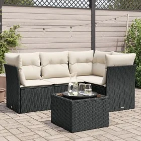 Gartenmöbel-Set, 5-teilig, mit schwarzen Polstern aus synthetischem Rattan von , Gartensets - Ref: Foro24-3249425, Preis: 325...