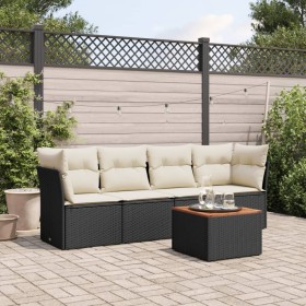 Gartenmöbel-Set, 5-teilig, mit schwarzen Polstern aus synthetischem Rattan von , Gartensets - Ref: Foro24-3255804, Preis: 293...