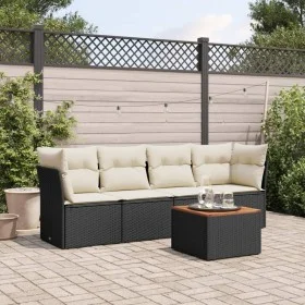 Set de muebles de jardín 5 pzas y cojines ratán sintético negro by , Garden sets - Ref: Foro24-3255804, Price: 290,50 €, Disc...