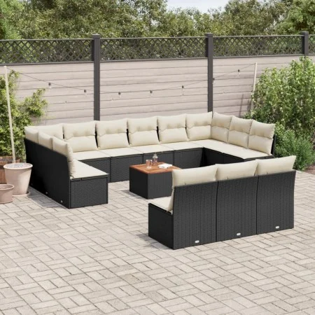 Gartensofa-Set und Kissen, 14-teilig, aus schwarzem Kunststoff-Rattan. von , Gartensets - Ref: Foro24-3256231, Preis: 765,54 ...