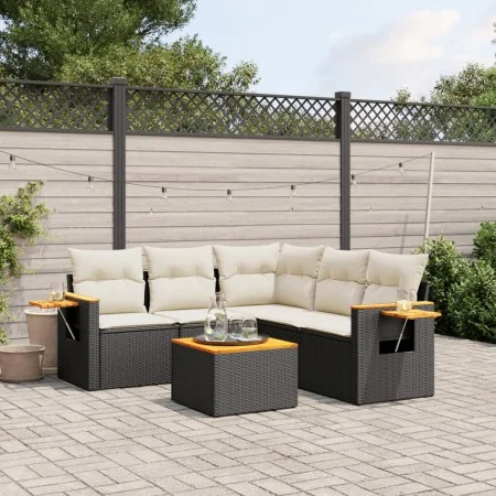 6-teiliges Gartensofa-Set mit schwarzen Polstern aus synthetischem Rattan. von , Gartensets - Ref: Foro24-3226805, Preis: 375...