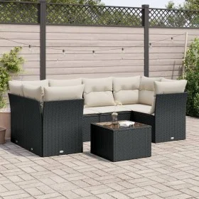 7-piece garden dining set with black synthetic rattan cushions by , Garden sets - Ref: Foro24-3249105, Price: 446,72 €, Disco...