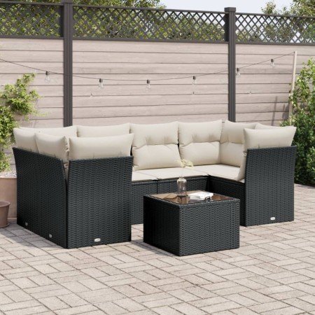 7-piece garden dining set with black synthetic rattan cushions by , Garden sets - Ref: Foro24-3249105, Price: 444,57 €, Disco...