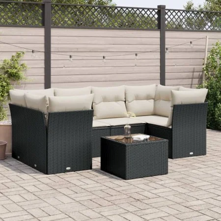 7-piece garden dining set with black synthetic rattan cushions by , Garden sets - Ref: Foro24-3249105, Price: 446,72 €, Disco...