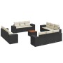 Garden sofa set with 13-piece black synthetic rattan cushions by , Garden sets - Ref: Foro24-3257708, Price: 922,17 €, Discou...