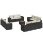 Garden sofa set with 13-piece black synthetic rattan cushions by , Garden sets - Ref: Foro24-3257708, Price: 940,93 €, Discou...